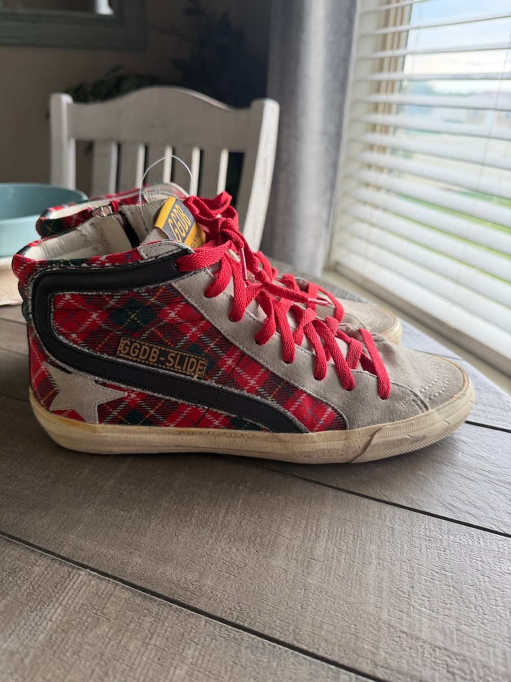 Golde Goose Tartan Red Plaid High-Top Sneakers - Picture 2 of 10